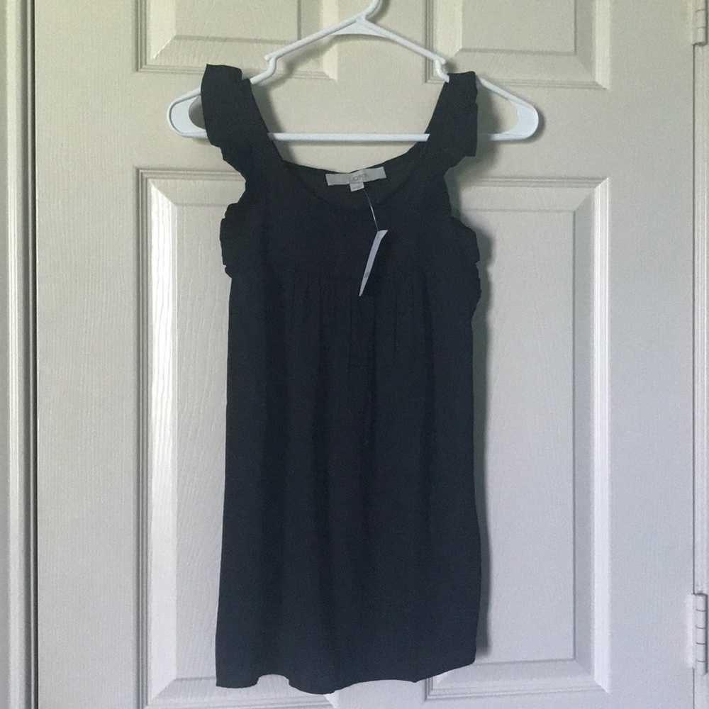 LOFT black ruffle sleeve tank top
